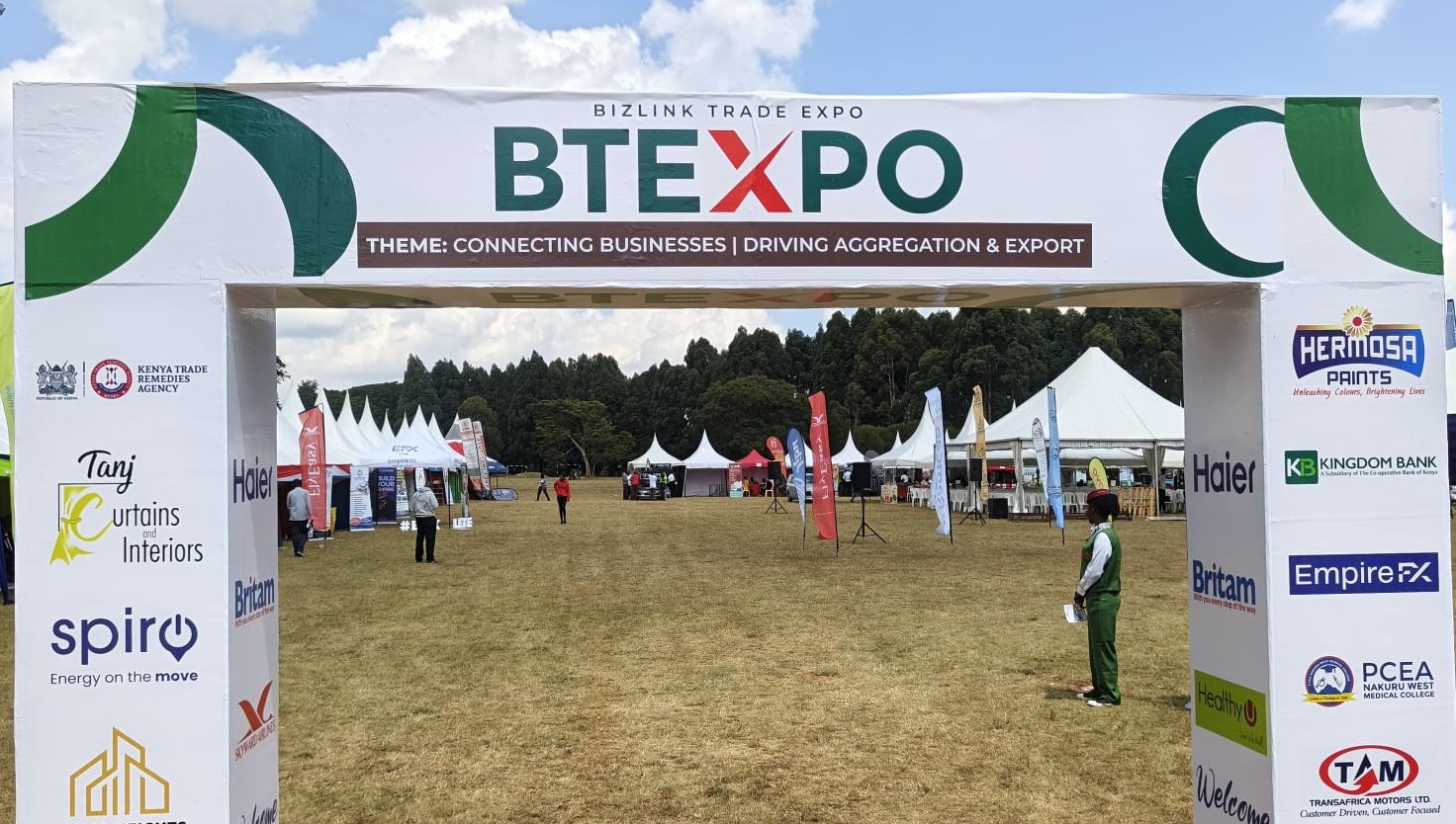 The event banner at the Eldoret Sports Club where the Trade Expo is taking place.